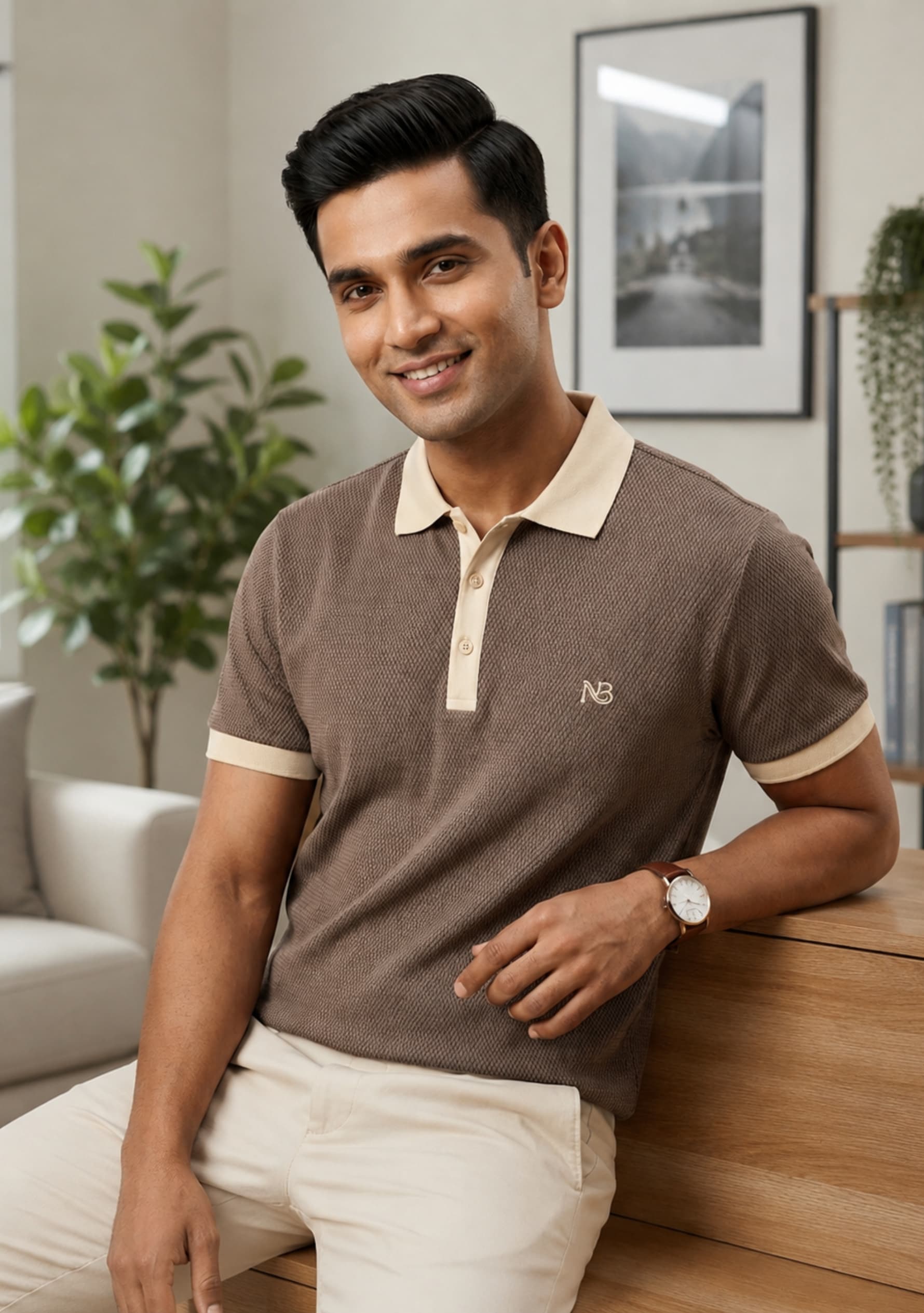 Milan (Beige) Button Polo