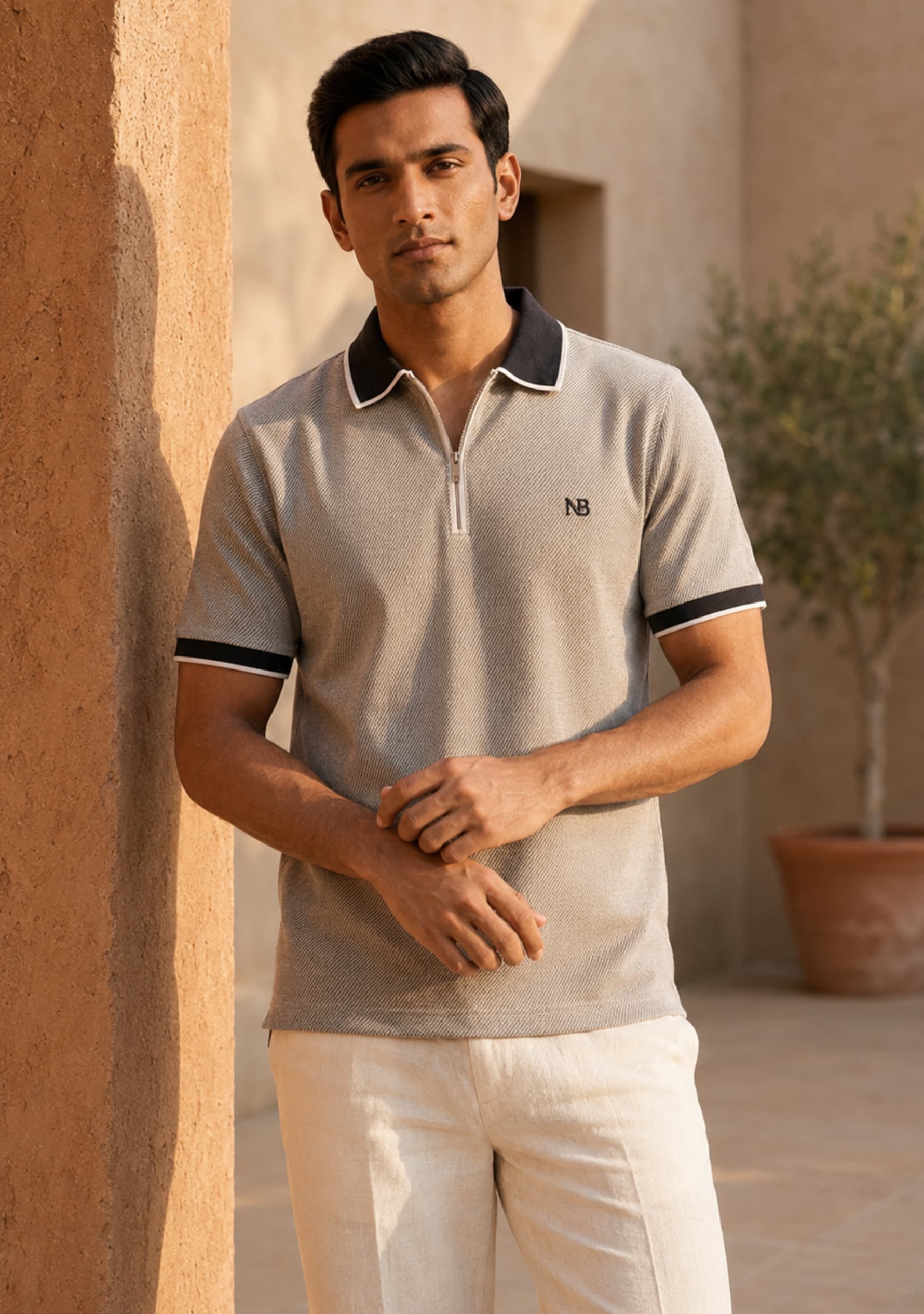 Manhattan (Grey) Zipper Polo