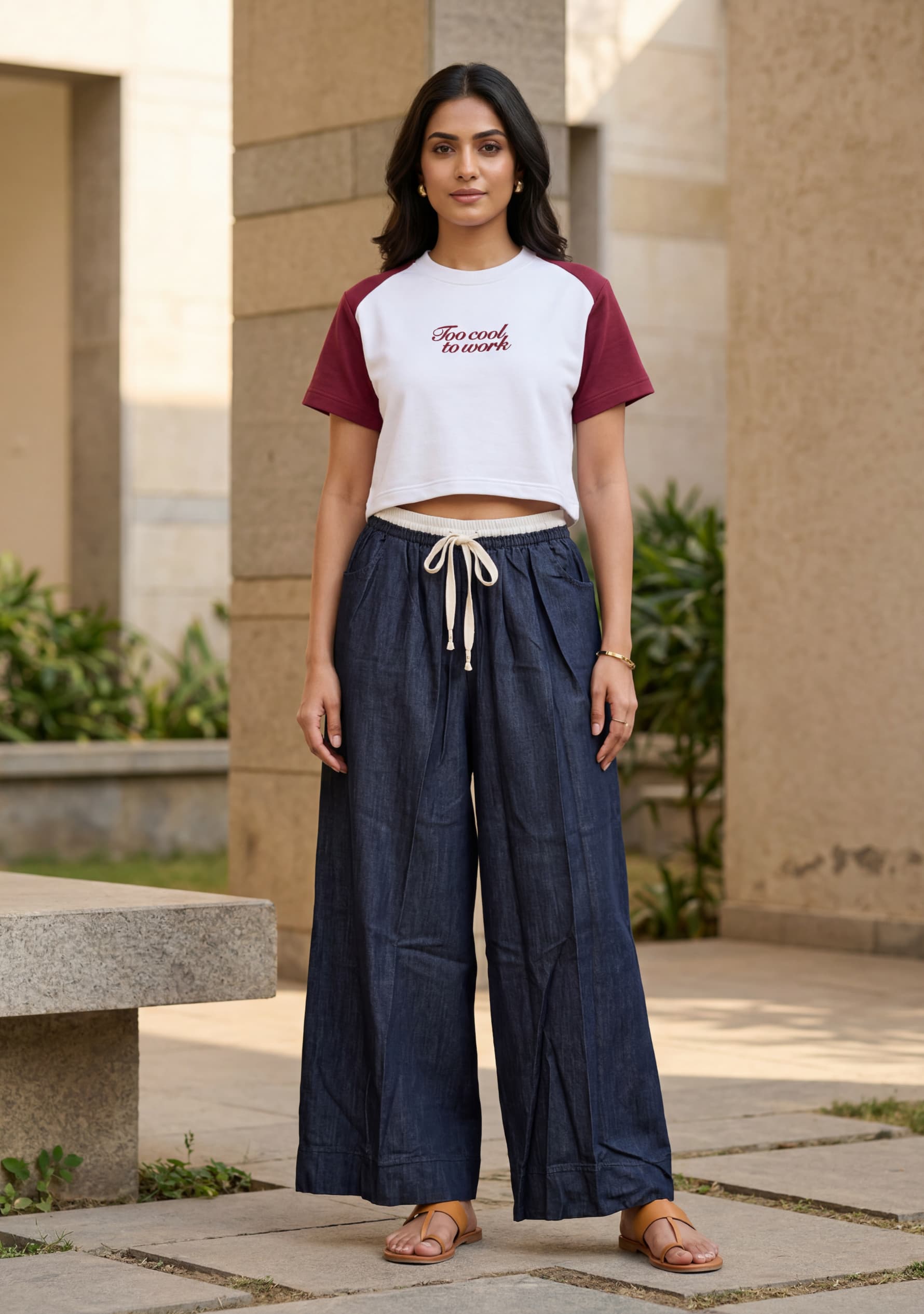 Coastal Wide-Leg Pants (Denim Black)