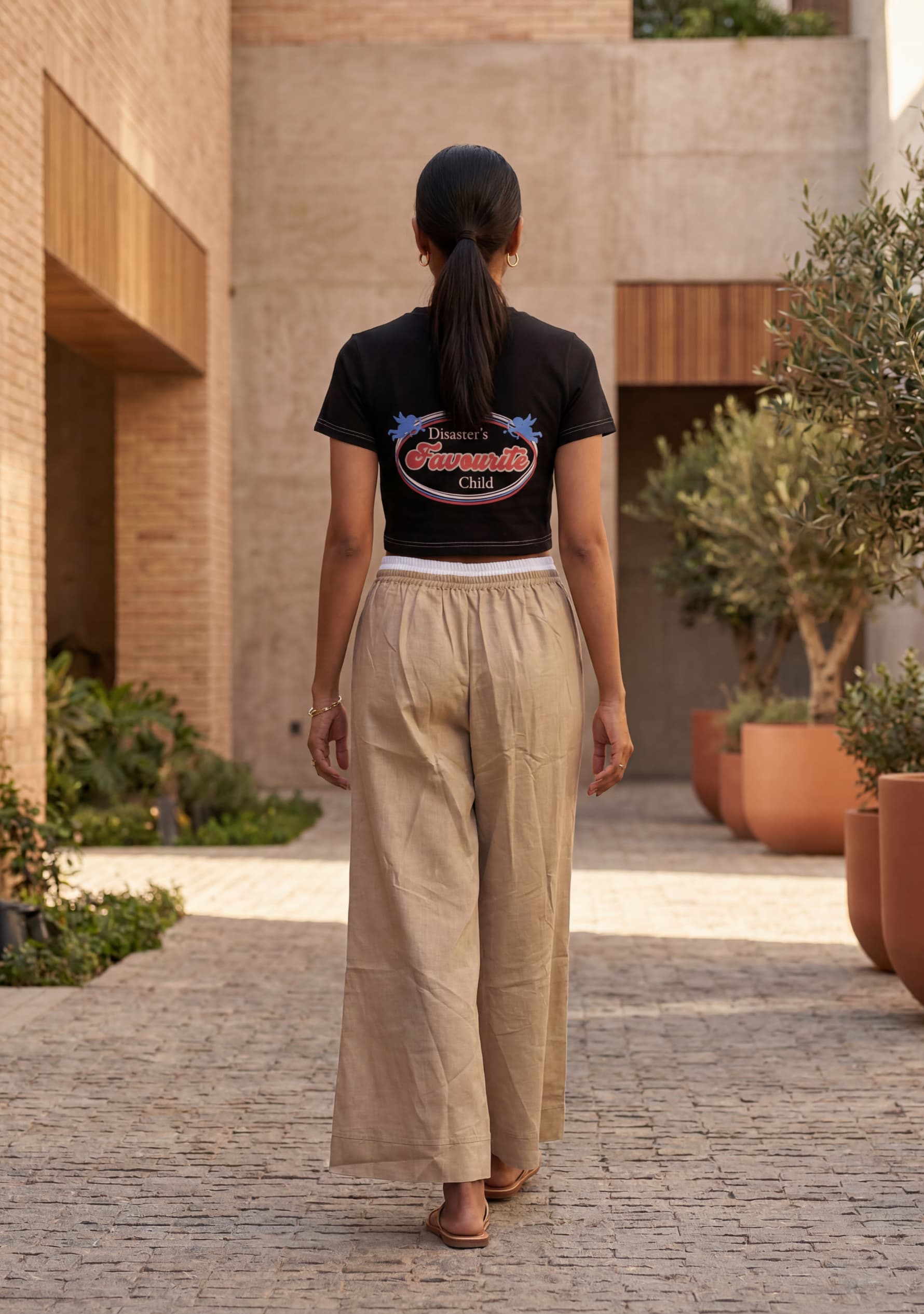 Coastal Wide-Leg Pants (Beige)