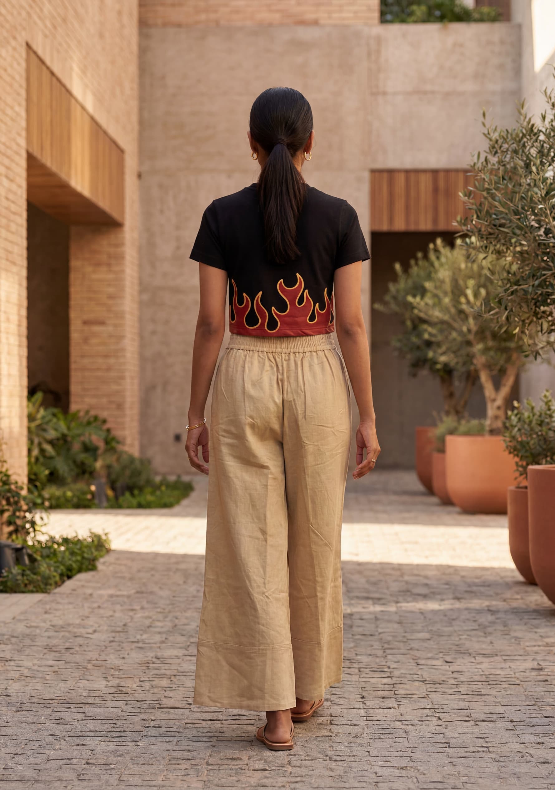 Azure Wide-Leg Pants (Beige)