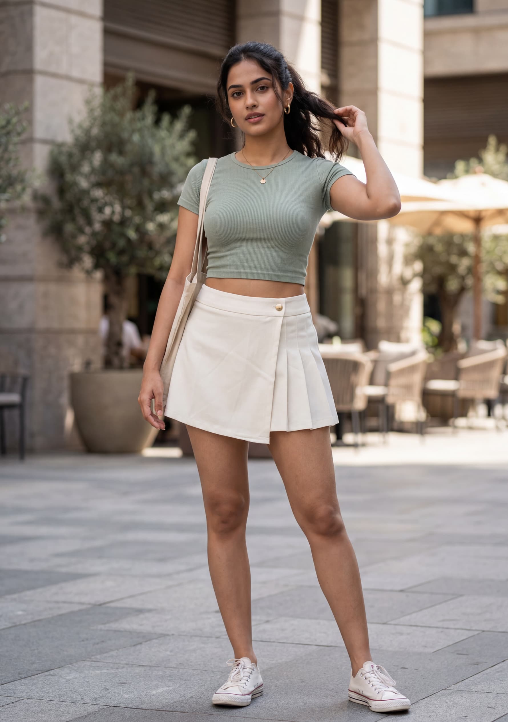 Blossom Pleat Skort (White)