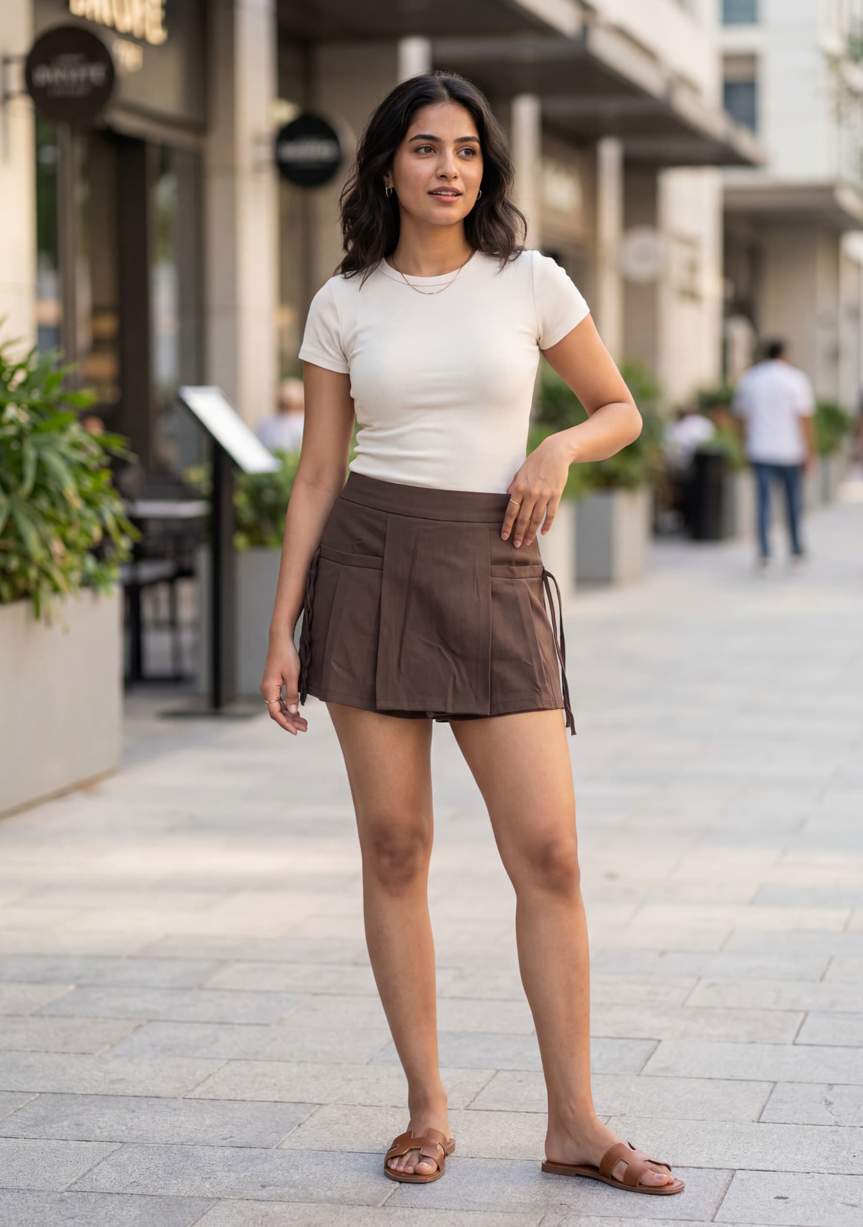 Willow Drawcord Skort (Dark Brown)