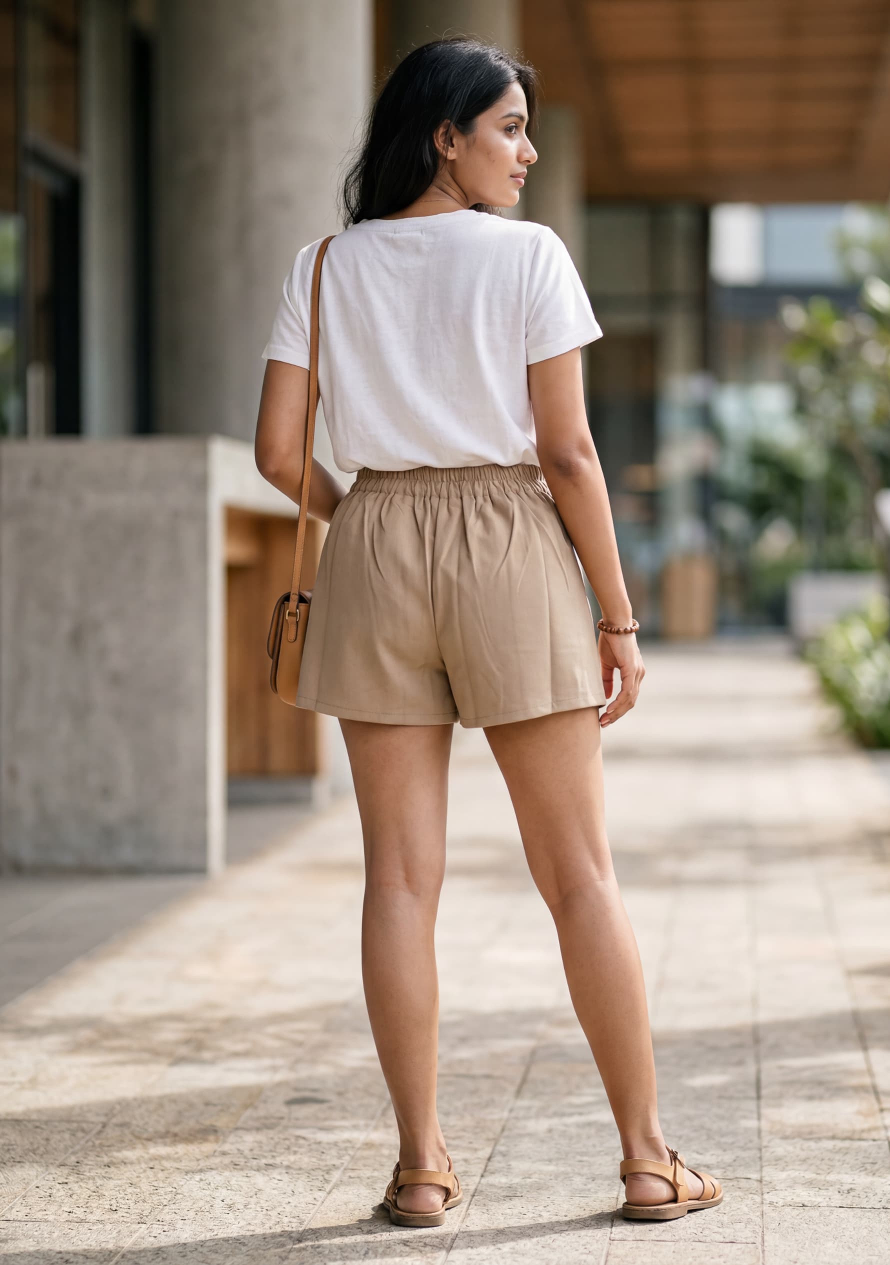 Ivy Fold-Cuff Skort (Beige)