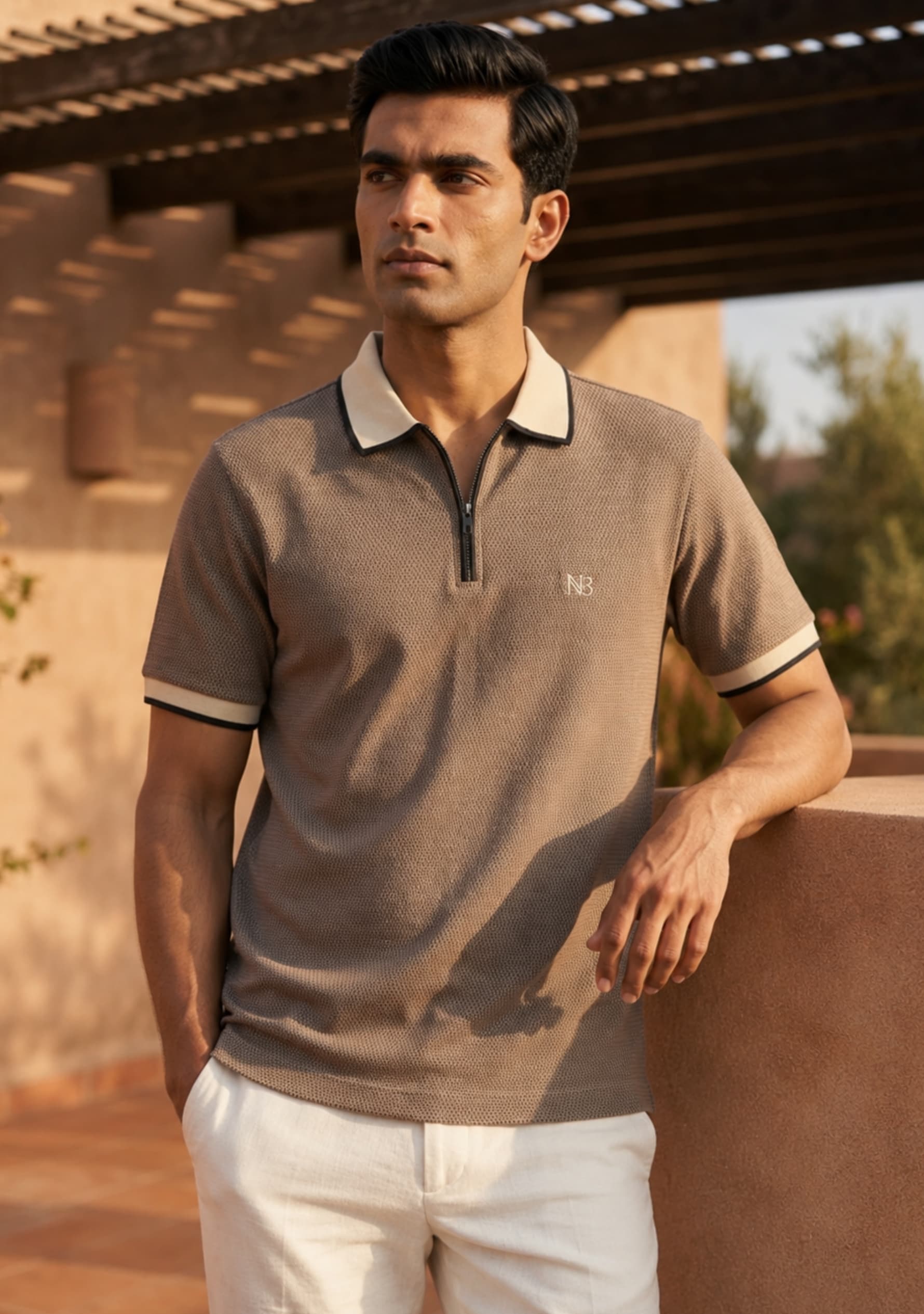 Milan (Beige) Zipper Polo