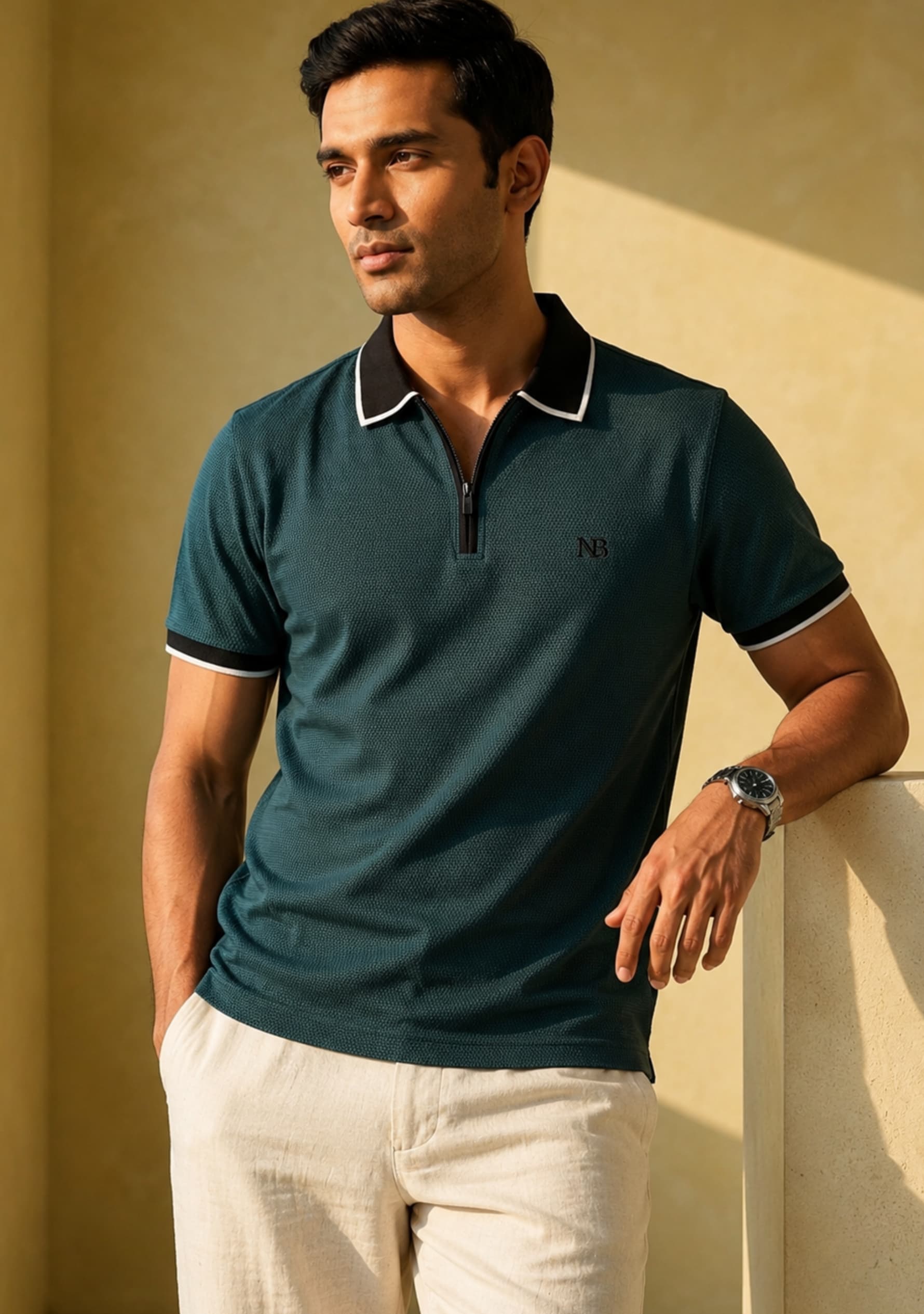 Monaco (Teal) Zipper Polo