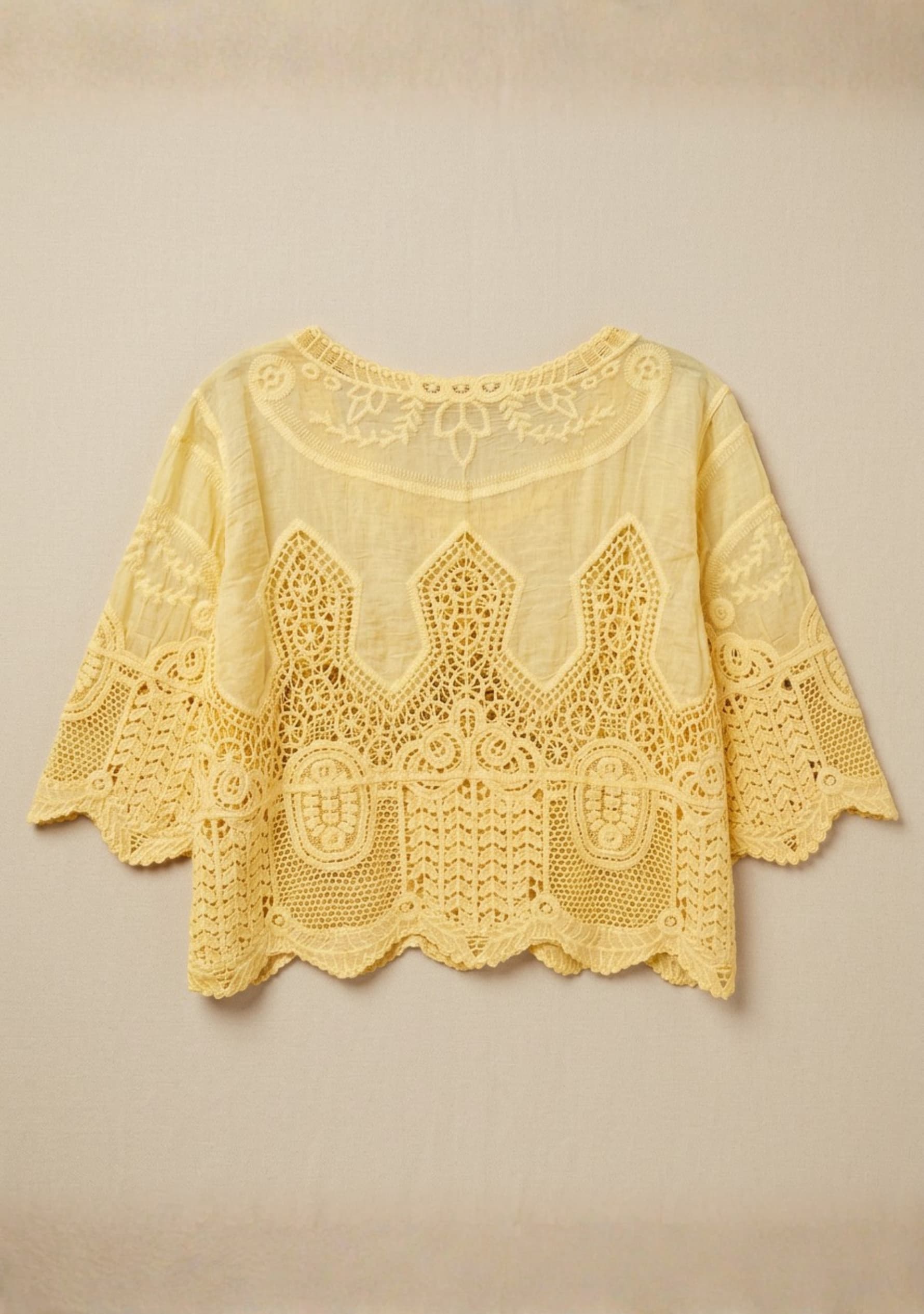 Liora Crochet Top (Pastel Yellow)