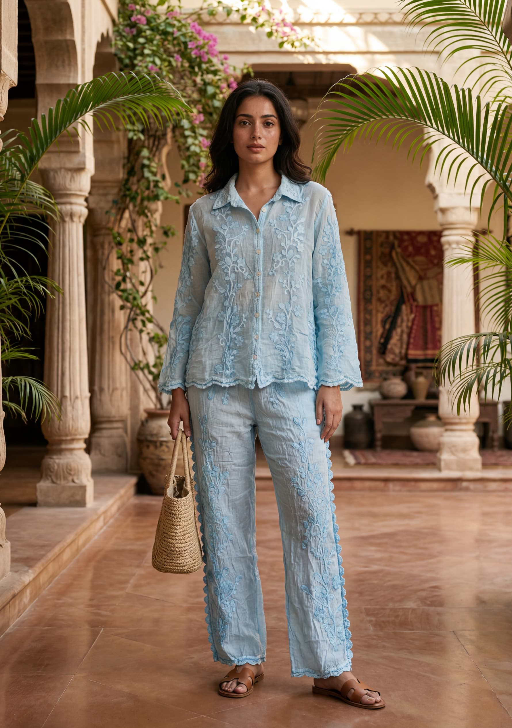 Lunara Crochet Bottom (Light Denim Blue)