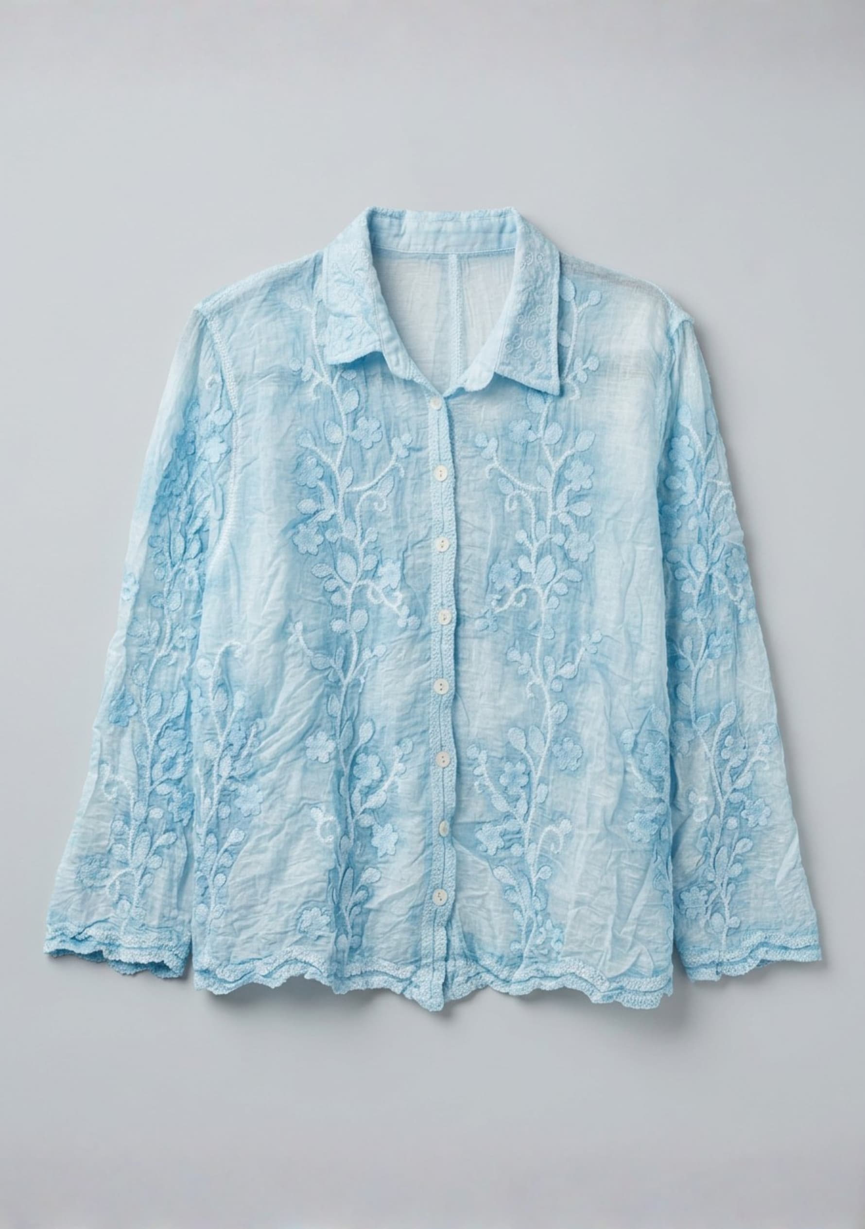 Lunara Crochet Top (Light Denim Blue)