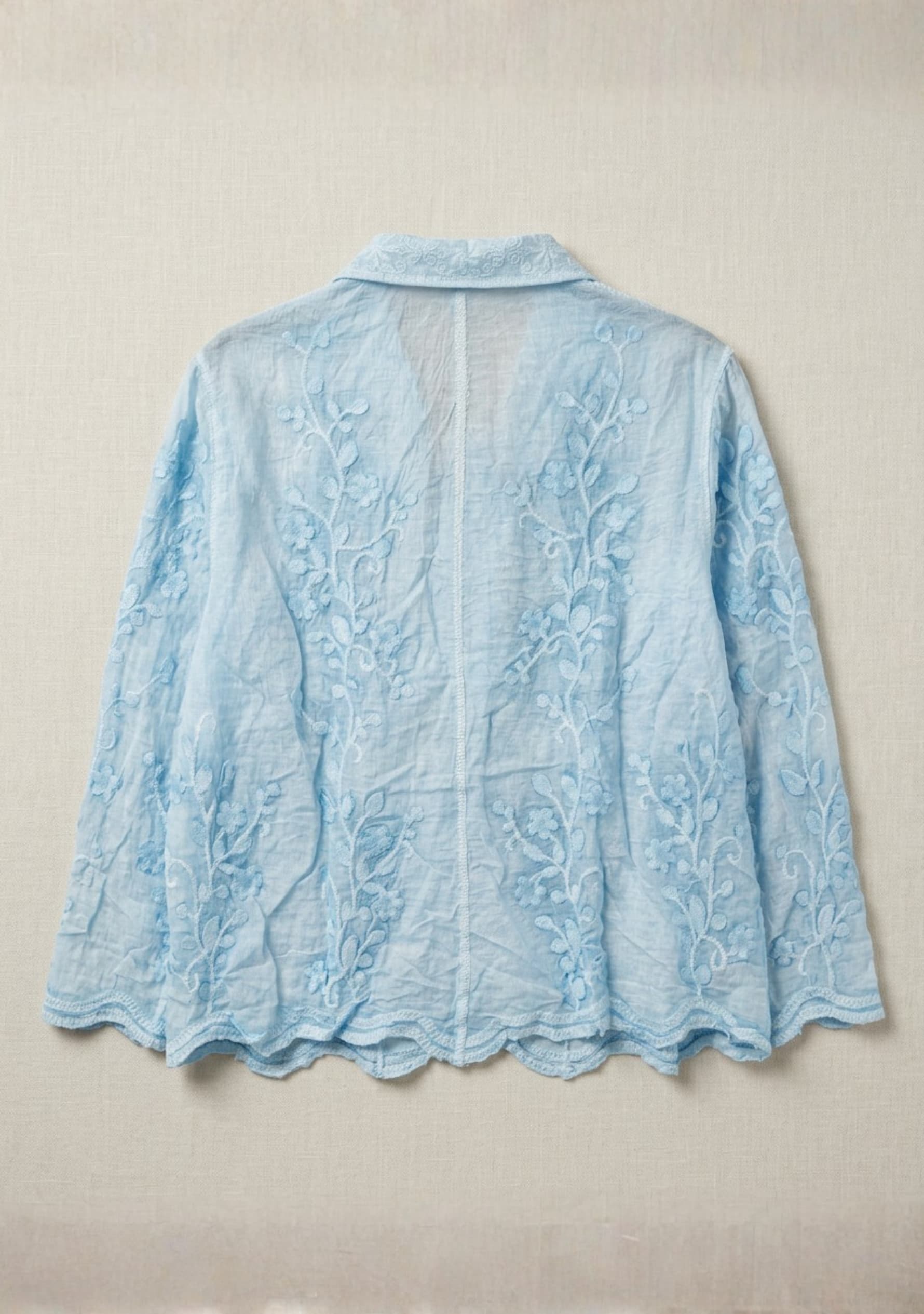 Lunara Crochet Top (Light Denim Blue)
