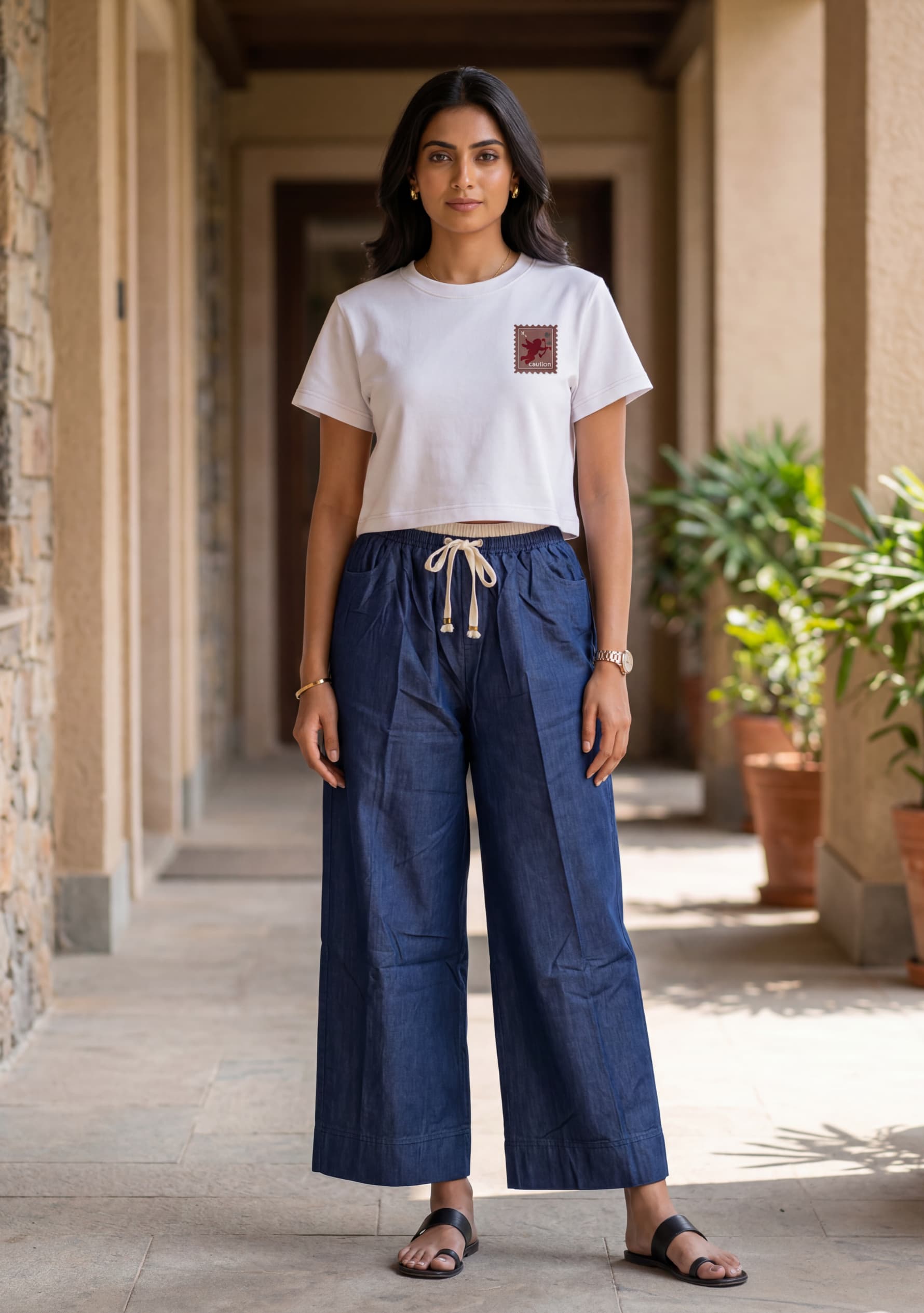 Coastal Wide-Leg Pants (Light Denim Blue)