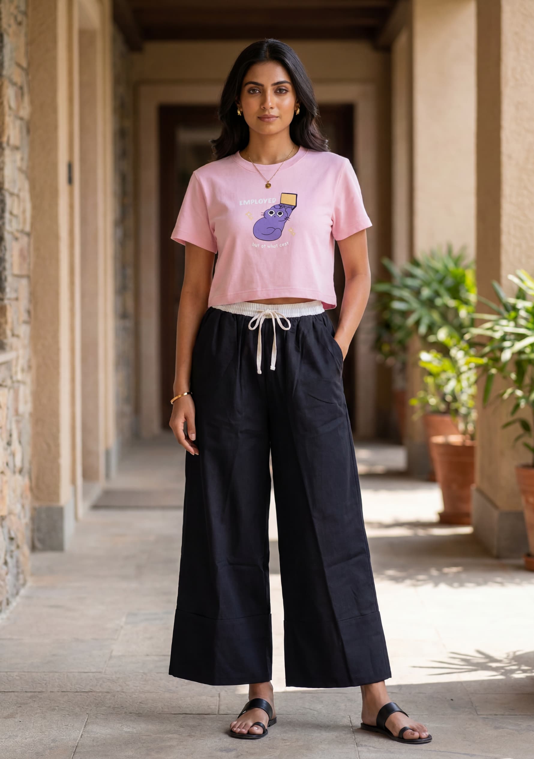 Coastal Wide-Leg Pants (Black)
