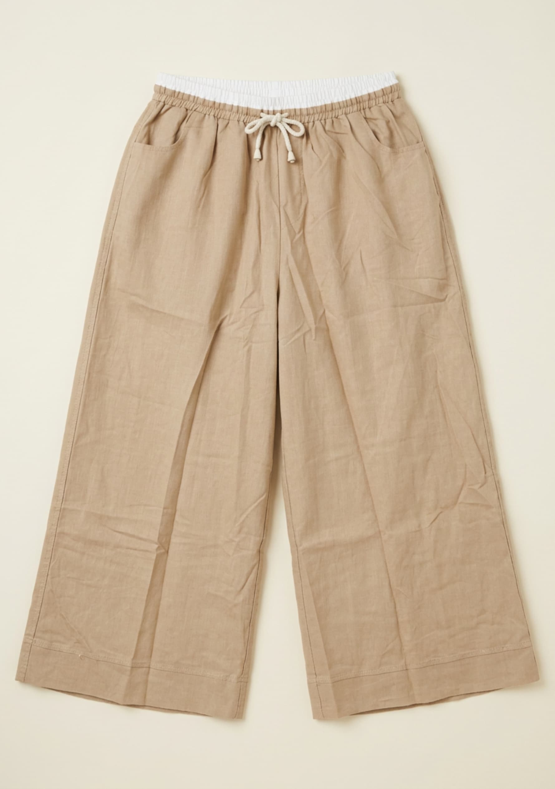 Coastal Wide-Leg Pants (Beige)