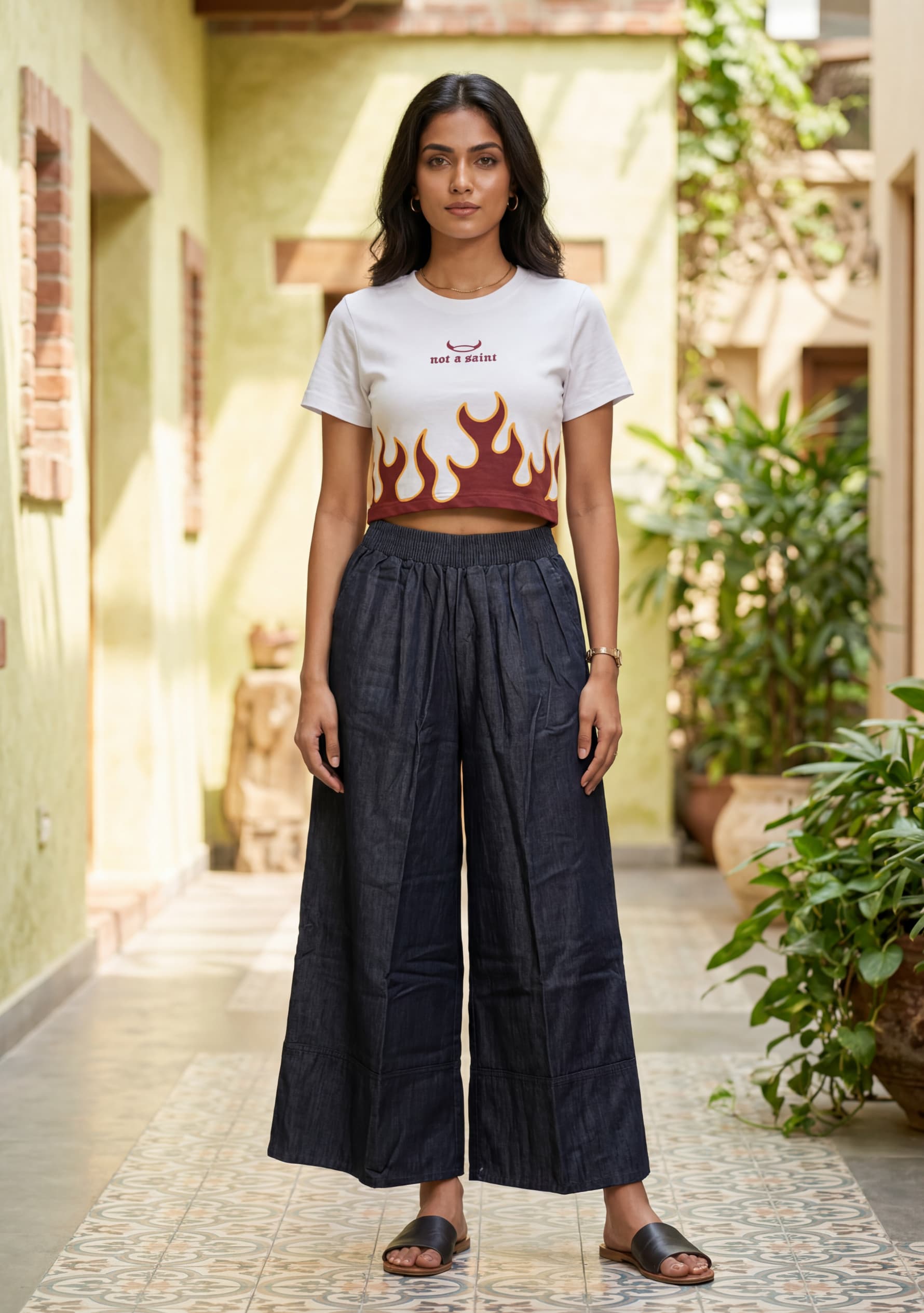 Azure Wide-Leg Pants (Denim Black)