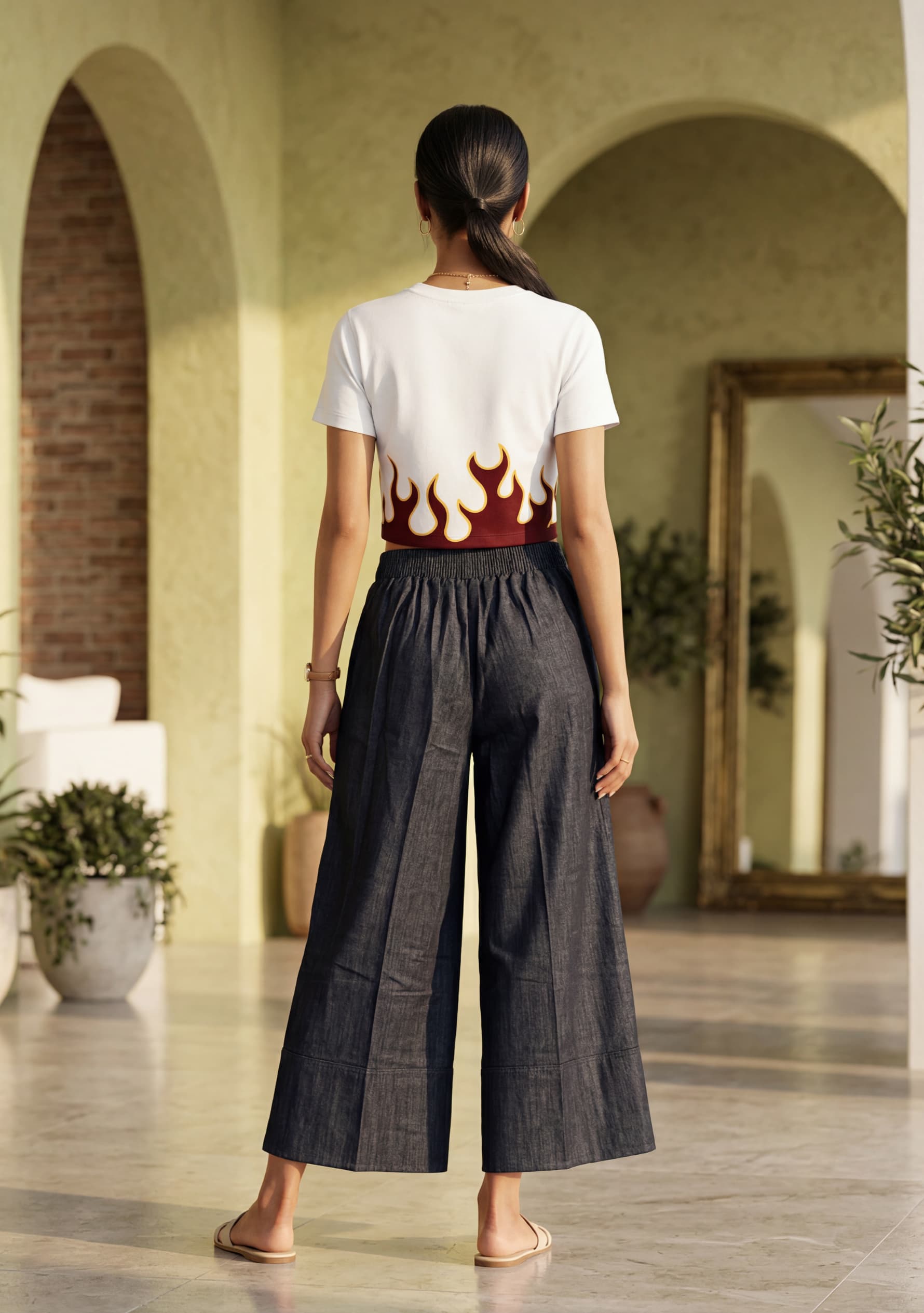 Azure Wide-Leg Pants (Denim Black)