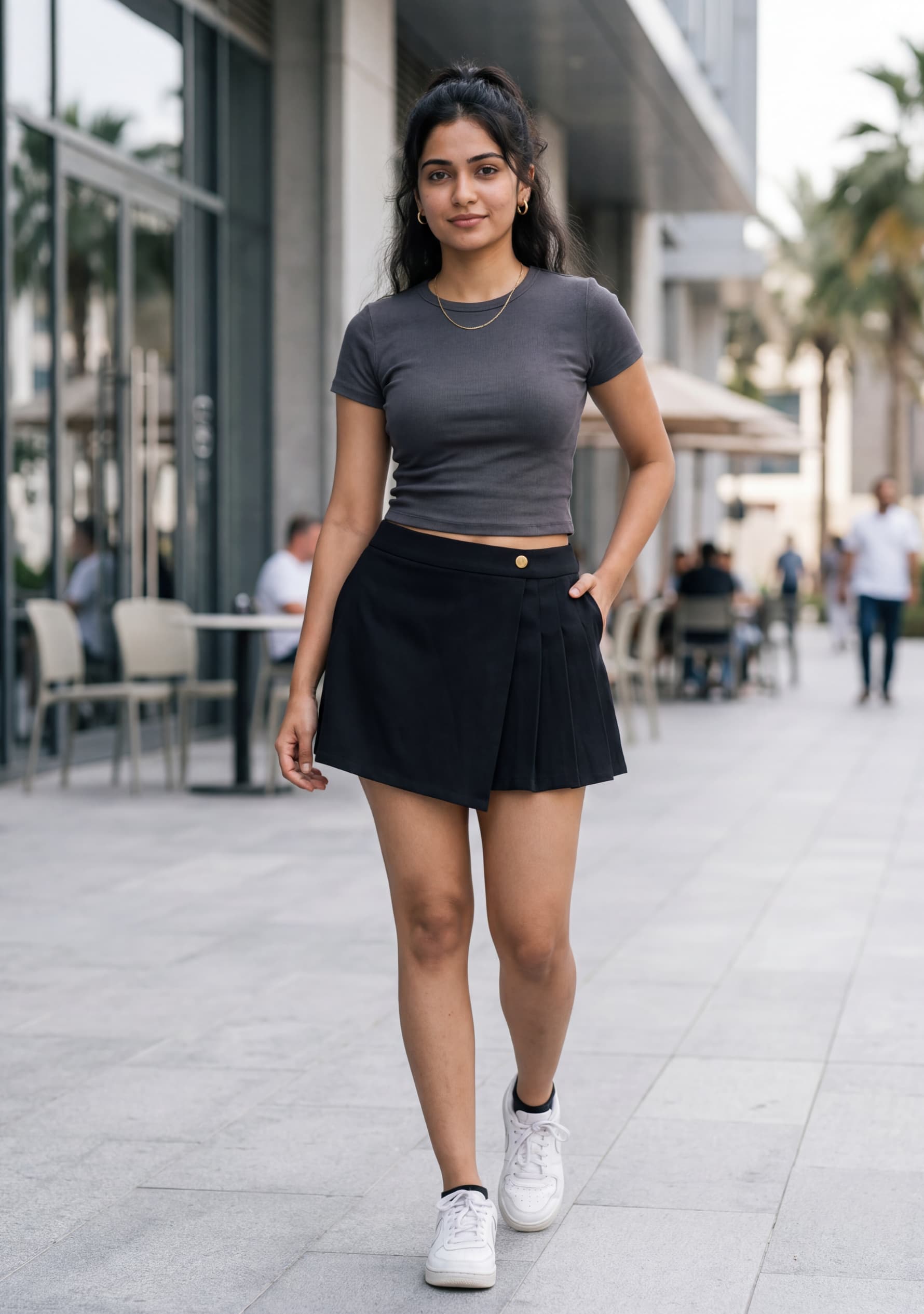 Blossom Pleat Skort (Black)