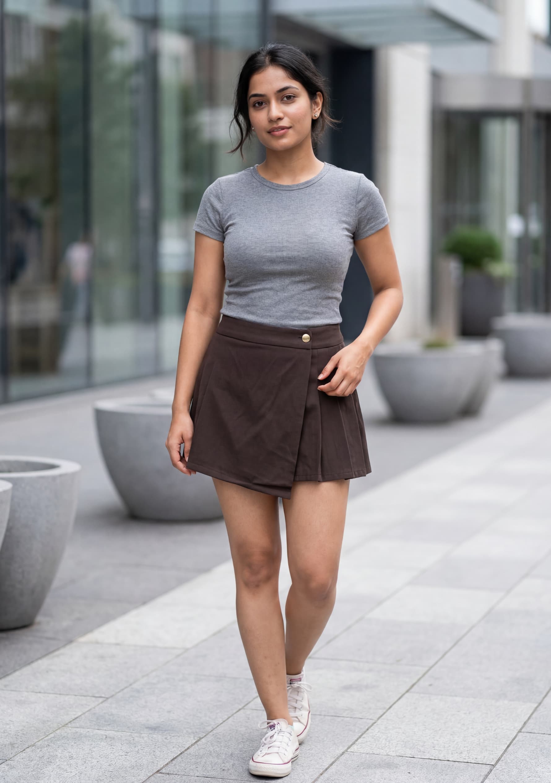 Blossom Pleat Skort (Dark Brown)