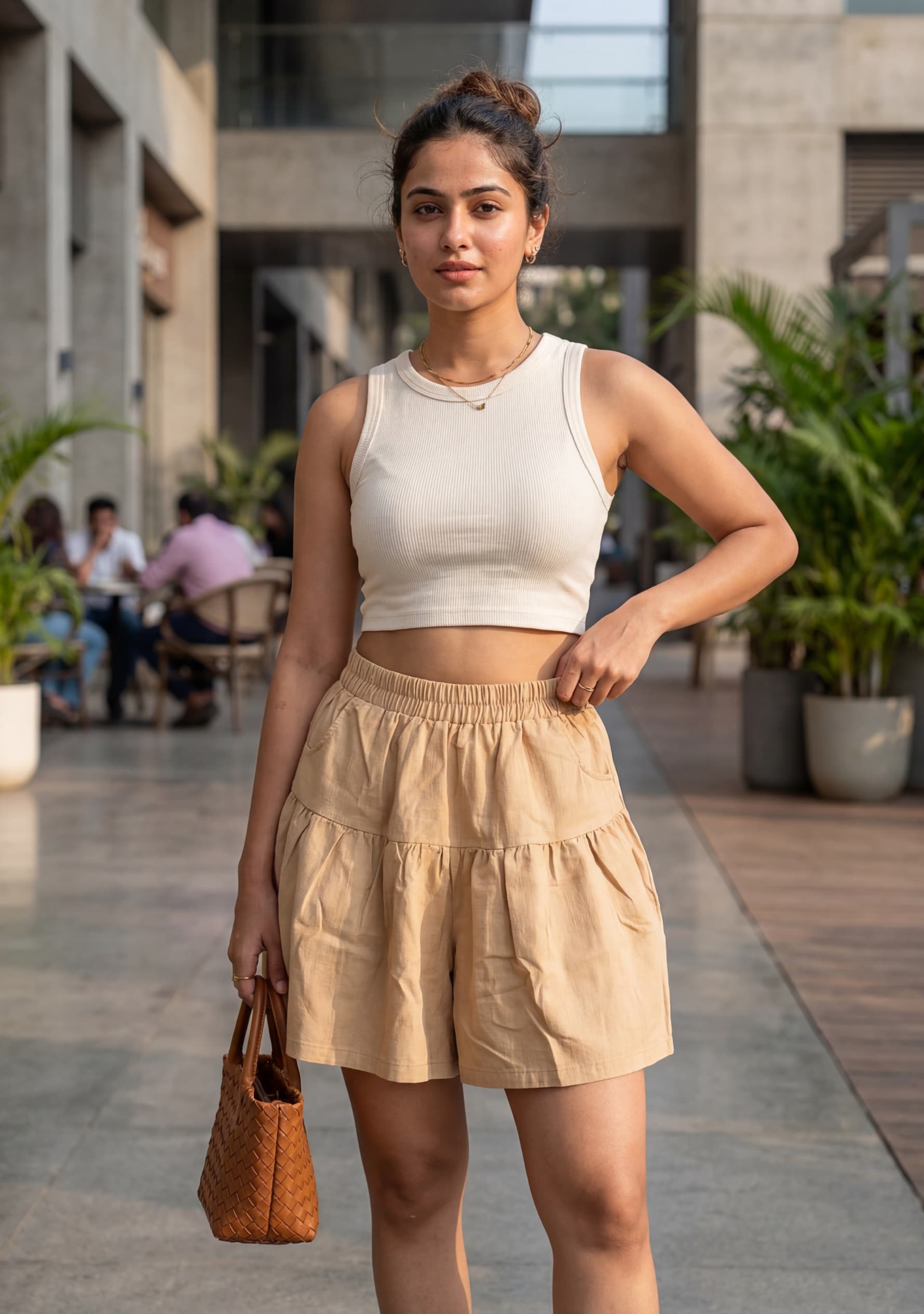Daisy Ruffle Skort (Beige)