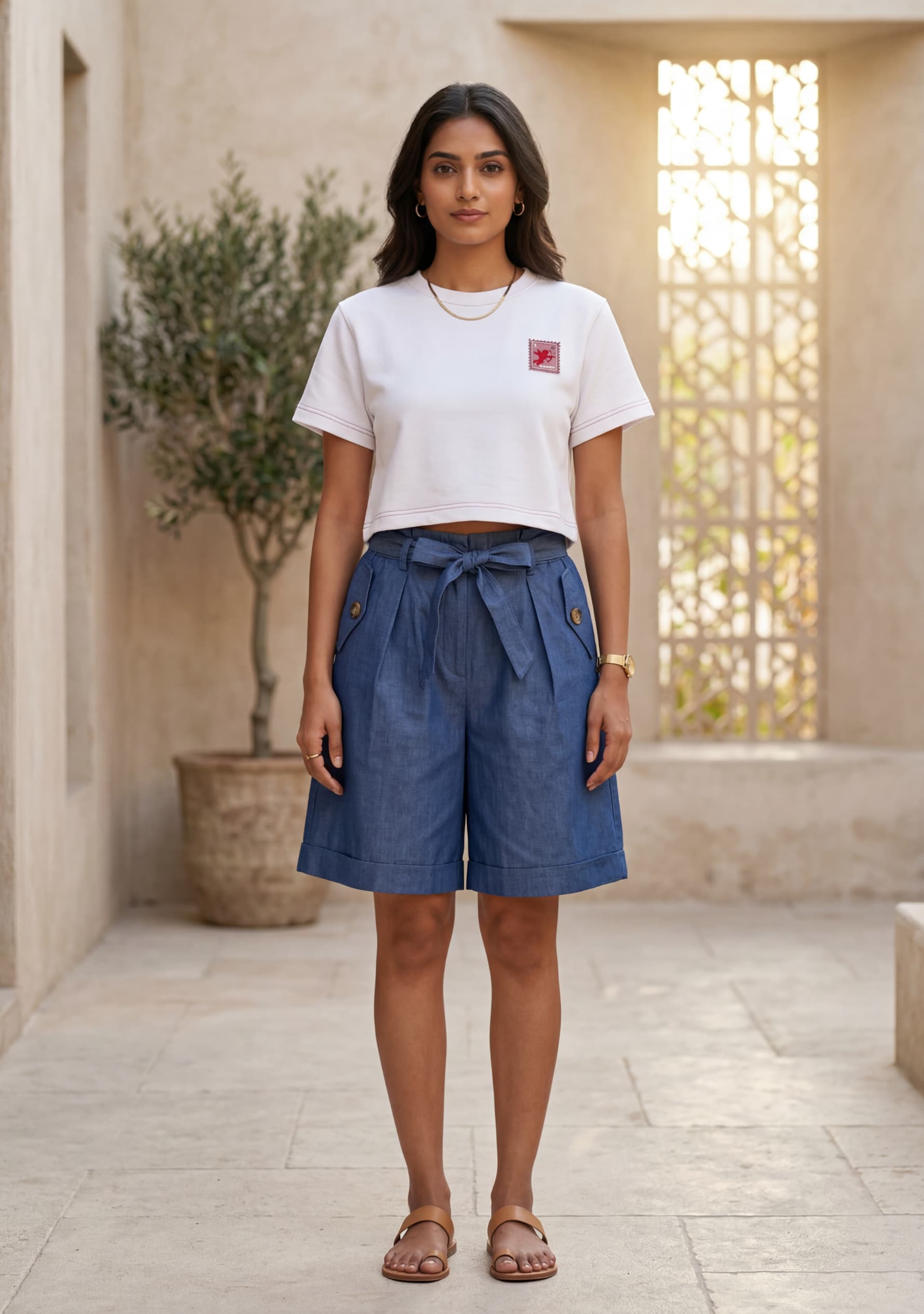 Harbour Wide-Leg Shorts (Denim)